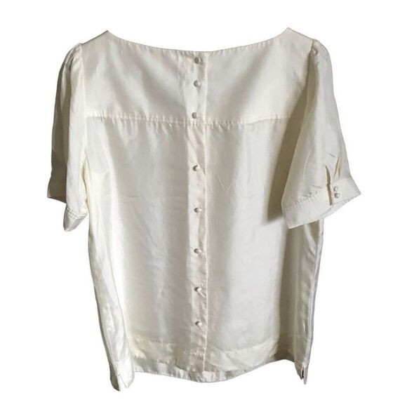 Lilly Pulitzer 100% Silk blouse top ivory cream Size 10 short sleeve - Picture 2 of 4